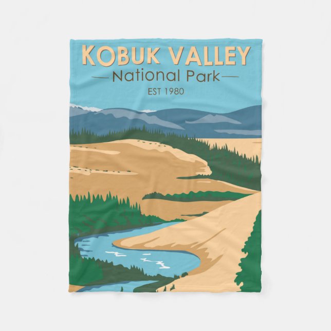 Kobuk Valley National Park Alaska Vintage Fleece Blanket (Front)