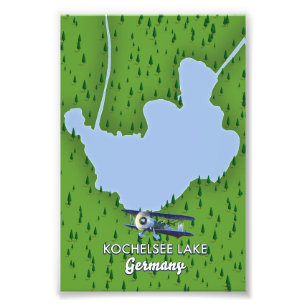 Kochelsee lake, Germany map Canvas Print