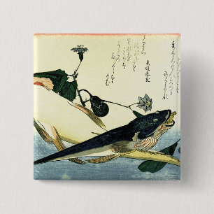Kochi (Bartail Flathead) Hiroshige's Japanese Fish 15 Cm Square Badge