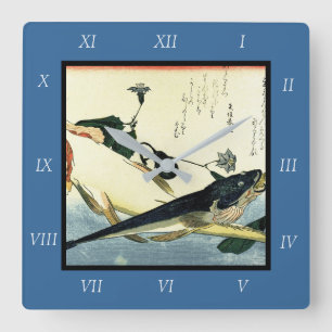 Kochi (Bartail Flathead) Hiroshige's Japanese Fish Square Wall Clock