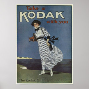 Kodak Girl Vintage English Advertising Poster