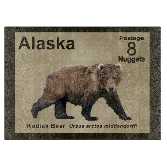 Kodiak Bear - Alaska Postage Cutting Board (Front)