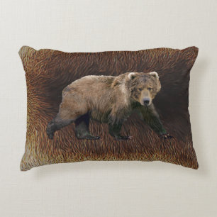 Kodiak Bear On Caribou Fur Decorative Cushion