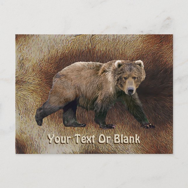 Kodiak Bear On Caribou (Reindeer) Fur Postcard (Front)