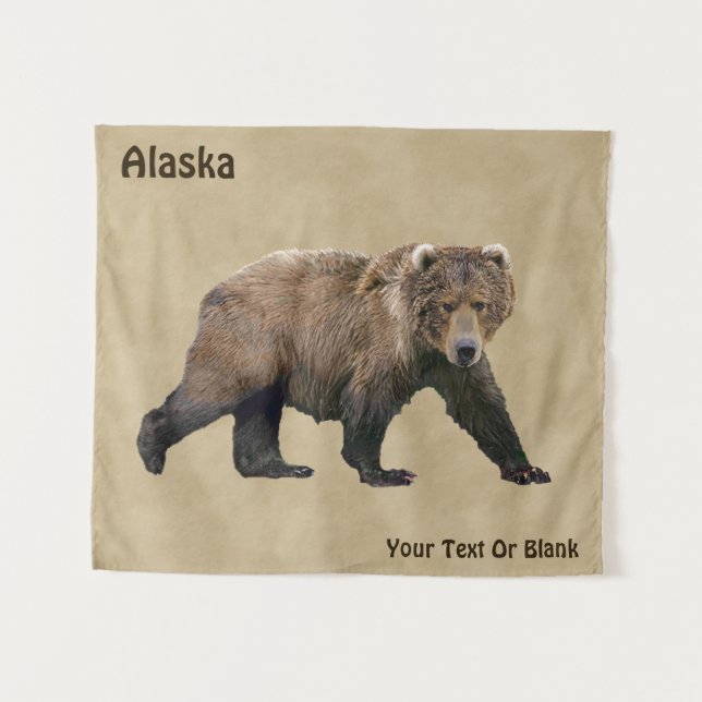 Kodiak Bear On Old Paper Tapestry (Front (Horizontal))