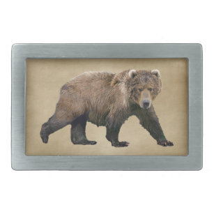 Kodiak Bear Rectangular Belt Buckle
