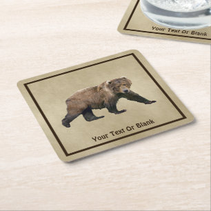 Kodiak Bear Square Paper Coaster