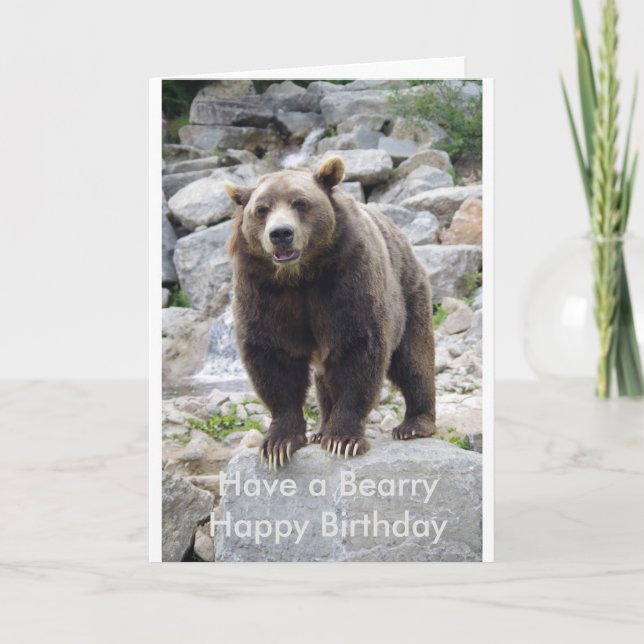 Kodiak bear standing om a rock card (Front)
