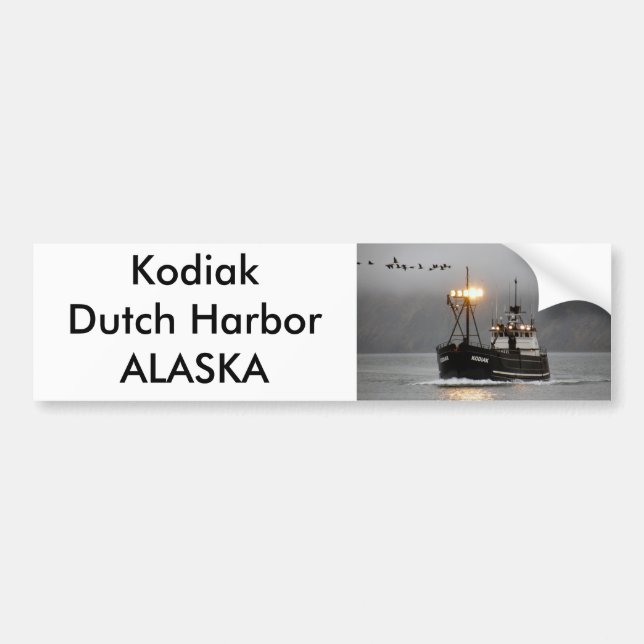 Kodiak, Crab Boat in Dutch Harbour, Alaska Bumper Sticker (Front)