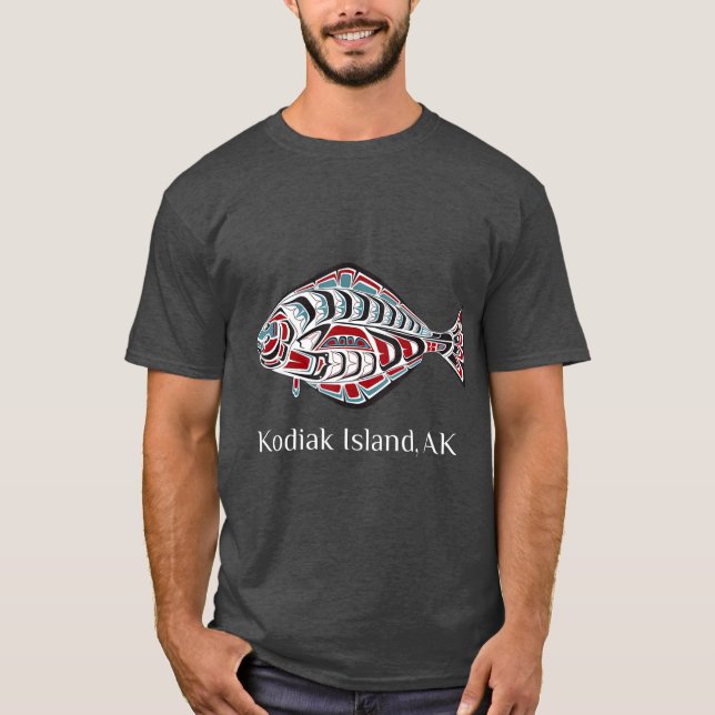 Kodiak Island Alaska Native American Halibut T-Shirt (Front)