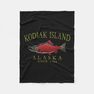 Kodiak Island Alaska Salmon Since 1784 Arched Oliv Fleece Blanket