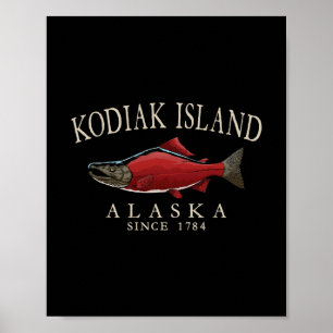 Kodiak Island Alaska Salmon Since 1784 Ivory White Poster