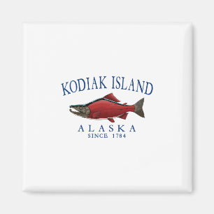 Kodiak Island Alaska Salmon Since 1784 Navy Blue L Magnet