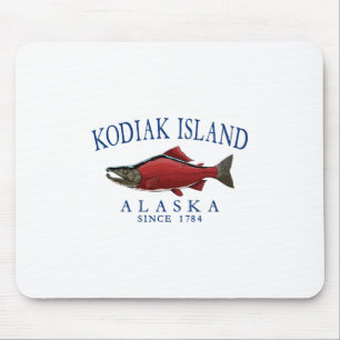 Kodiak Island Alaska Salmon Since 1784 Navy Blue L Mouse Pad
