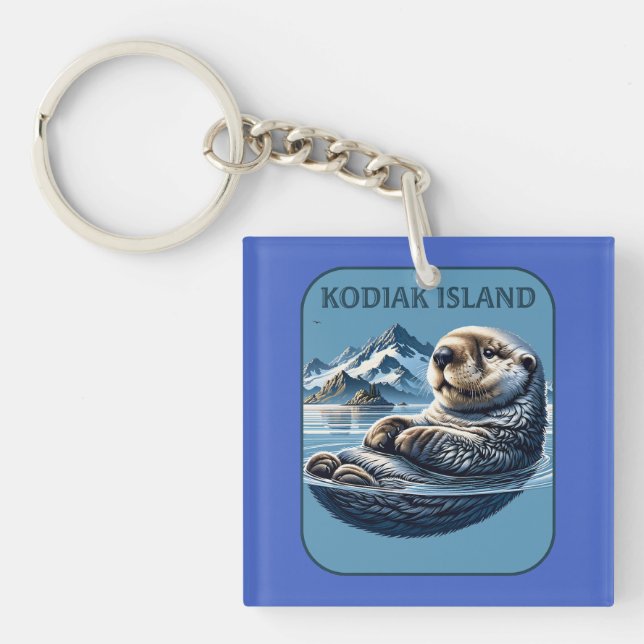 Kodiak Island Sea Otter Alaska Key Ring (Front)