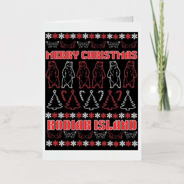 Kodiak Island Ugly Christmas Sweater Greeting Card (Front)