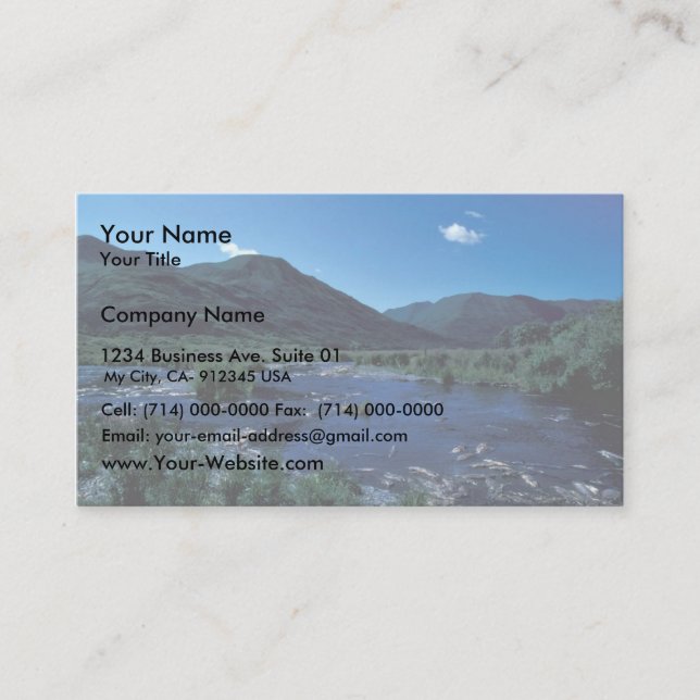 Kodiak Stream and Mountains in Summer Business Card (Front)