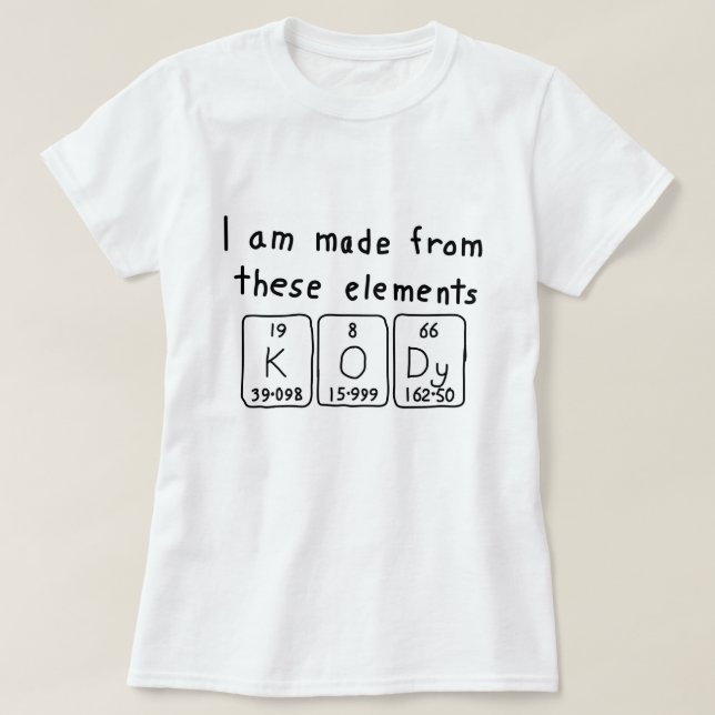 Kody periodic table name shirt (Design Front)