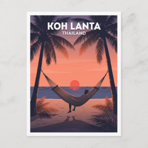 Koh Lanta hammock beach at sunset Saladan Thailand Postcard