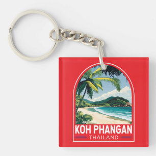 Koh Phangan Thailand Travel Art Emblem Key Ring