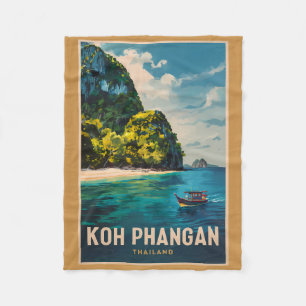 Koh Phangan Thailand Travel Art Vintage Fleece Blanket