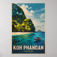 Koh Phangan Thailand Travel Art Vintage