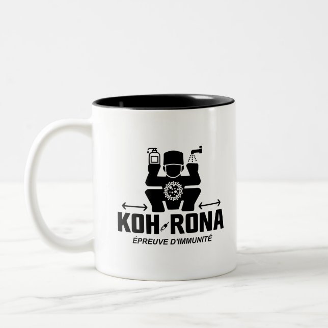 KOH-RONA, THE IMMUNITY TEST! Two-Tone COFFEE MUG (Left)