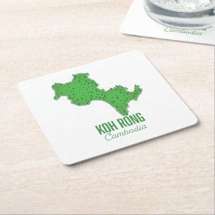 Koh Rong Cambodia Square Paper Coaster