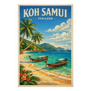 Koh Samui Island, Thailand retro Poster