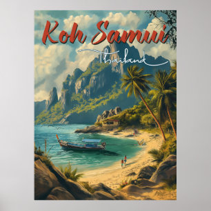 Koh Samui Vintage Travel  Poster