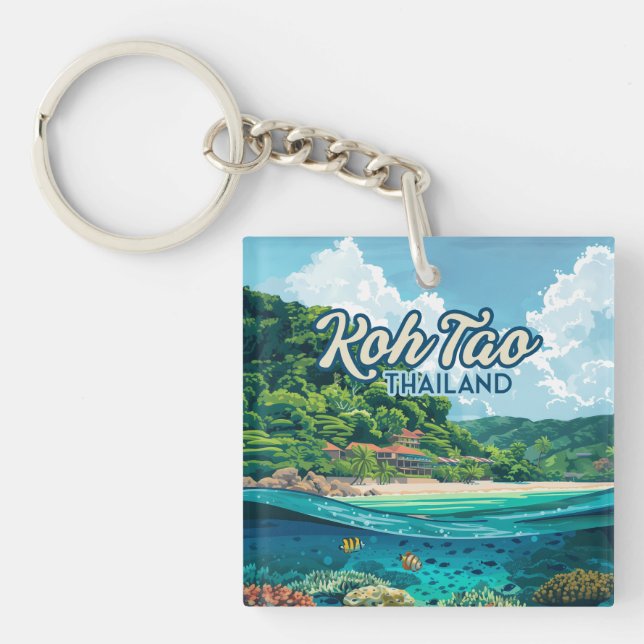 Koh Tao Thailand Asia Scuba Diving Beach Island Key Ring (Front)