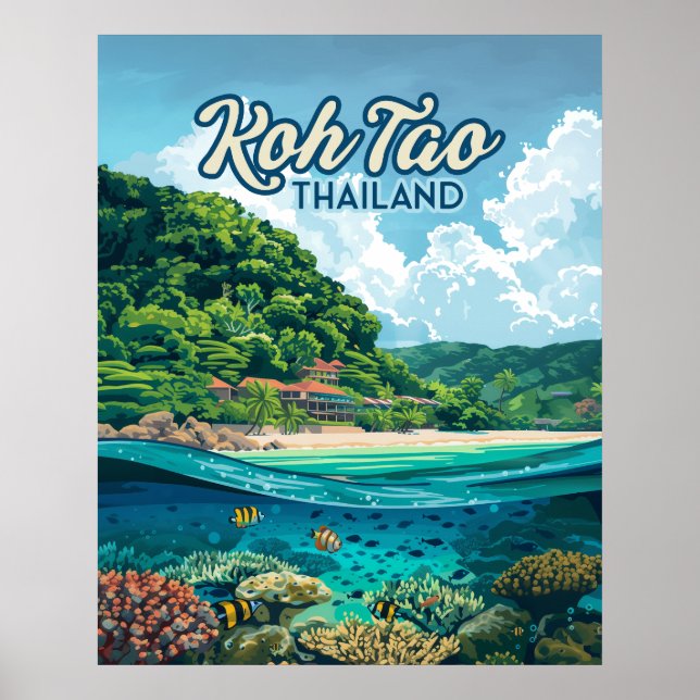 Koh Tao Thailand Asia Scuba Diving Beach Island Poster (Front)