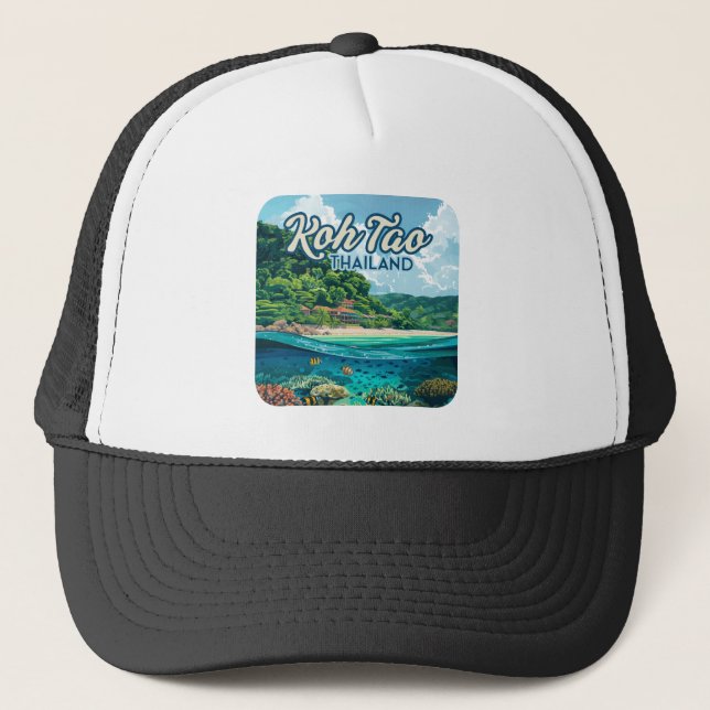 Koh Tao Thailand Asia Scuba Diving Beach Island Trucker Hat (Front)