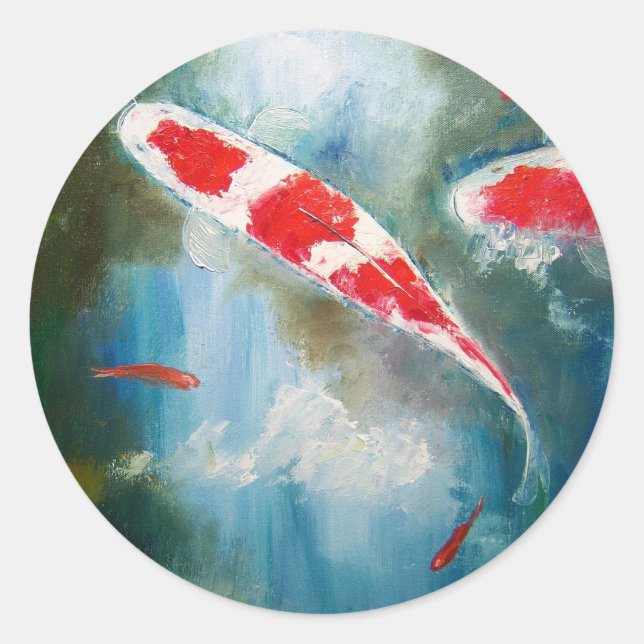 Kohaku Koi Classic Round Sticker (Front)