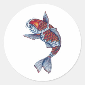 Kohaku Koi Fish Classic Round Sticker