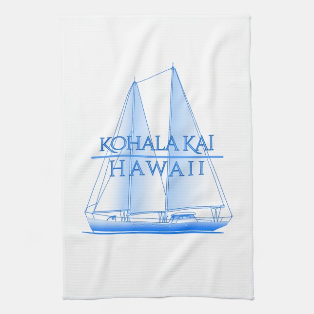 Kohala Kai Coastal Nautical Sailing Sailor Tea Towel (Vertical)