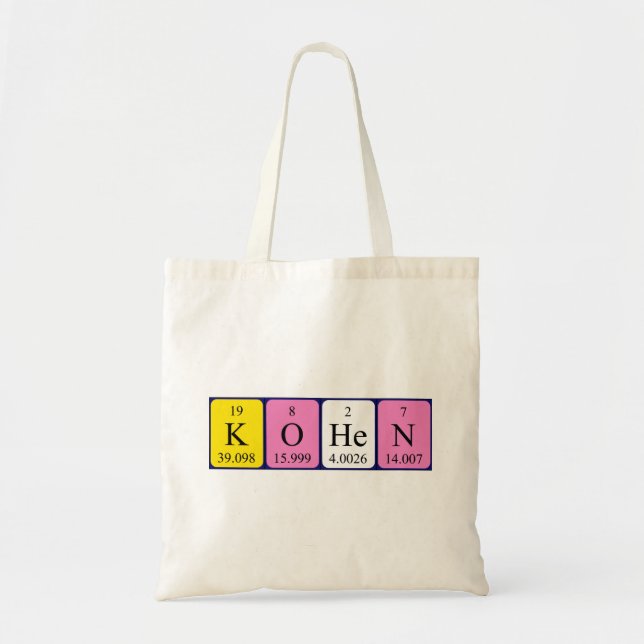 Kohen periodic table name tote bag (Front)