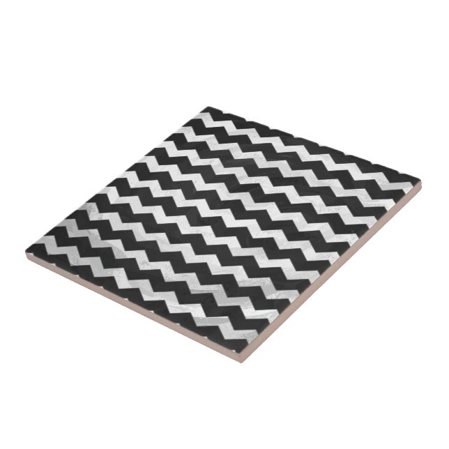 Kohl Black Chevron Pattern Ceramic Tile (Side)