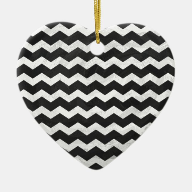Kohl Black Chevron Pattern Ceramic Tree Decoration (Front)