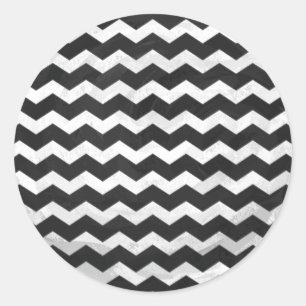 Kohl Black Chevron Pattern Classic Round Sticker