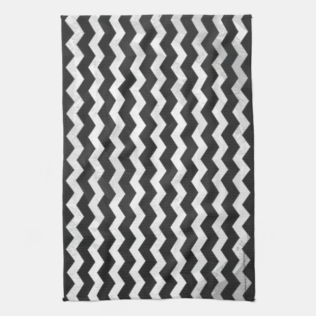 Kohl Black Chevron Pattern Tea Towel (Vertical)