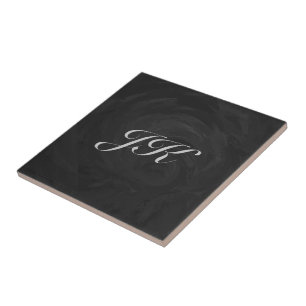 Kohl Black Monogram Personalised Ceramic Tile