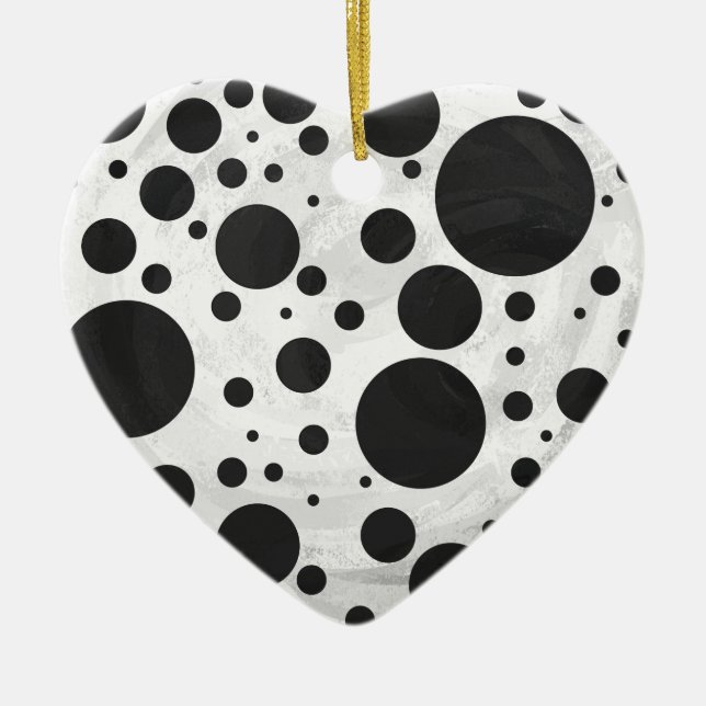 Kohl Black Polka Dot Pattern Ceramic Ornament (Front)