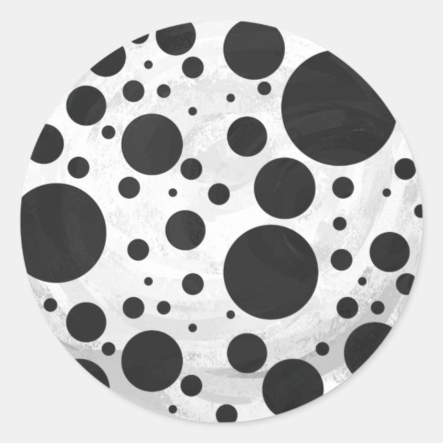 Kohl Black Polka Dot Pattern Classic Round Sticker (Front)