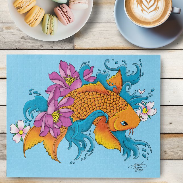 Koi and Flowers Jigsaw Puzzle (Creator Uploaded)