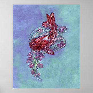 Koi and Sakura by Adam Dennis Poster