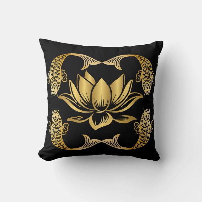 Koi Around Lotus Cushion (Front)