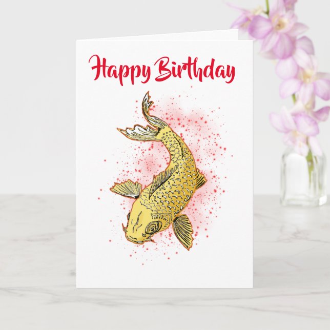 Koi Birthday  Card (Orchid)