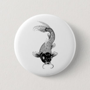 koi carp 6 cm round badge
