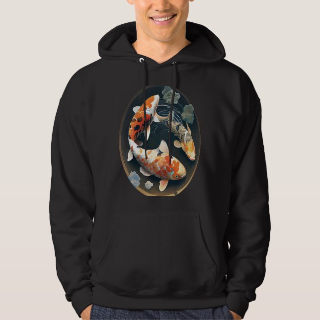 koi carp fish in a pond graphic painting koi fish hoodie (Front)
